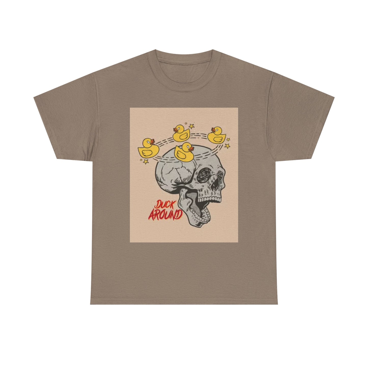 Duck Around Skull Graphic T Shirt Retro Funny Unisex Heavy Cotton Tee