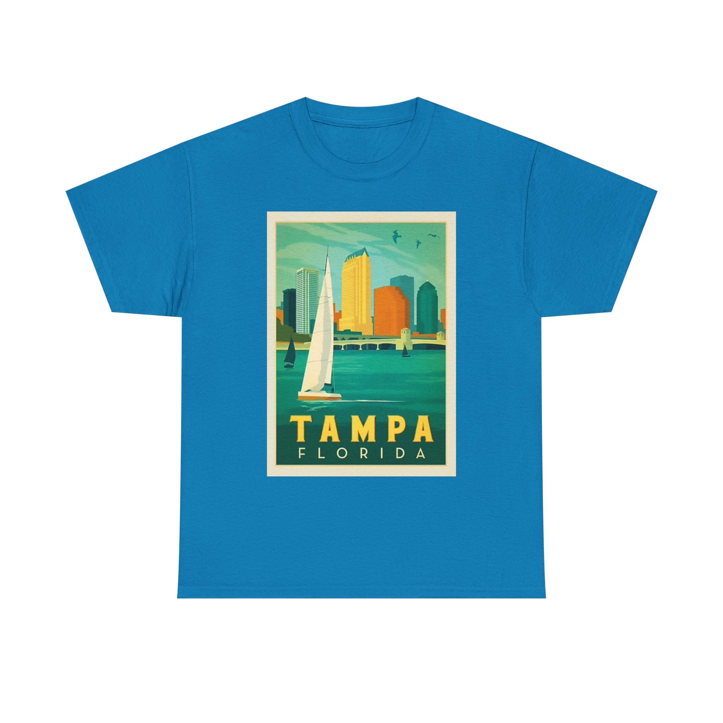 Tampa Florida Graphic T Shirt Vintage Sailing Beach Unisex Heavy Cotton Tee