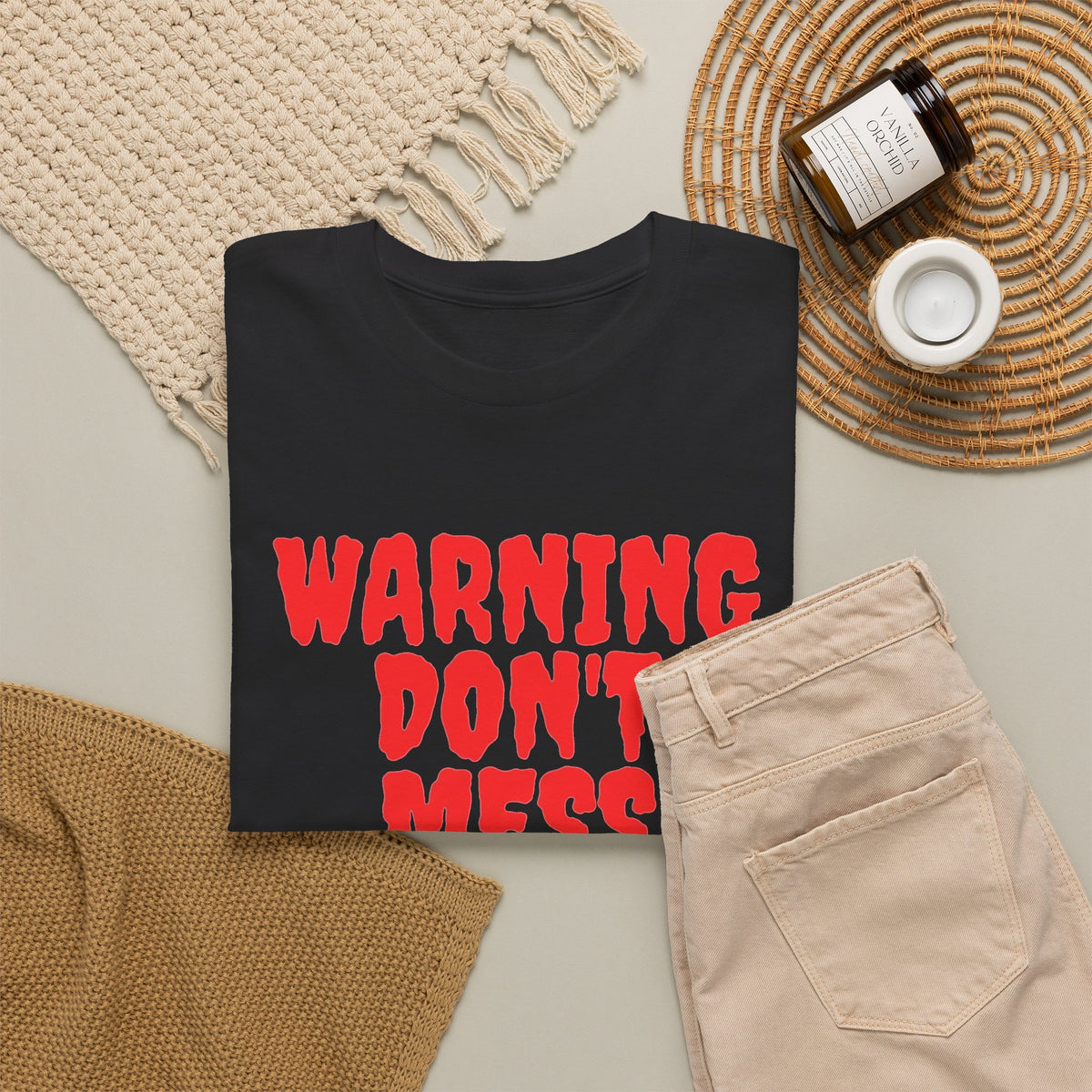 Warning Don't Mess With Me Graphic T Shirt Men's Heavy Cotton Tee