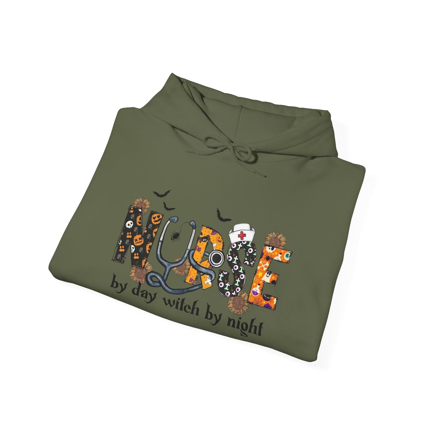 Nurse By Day Witch By Night Graphic Hoodie Unisex Heavy Blend™ Hooded Sweatshirt