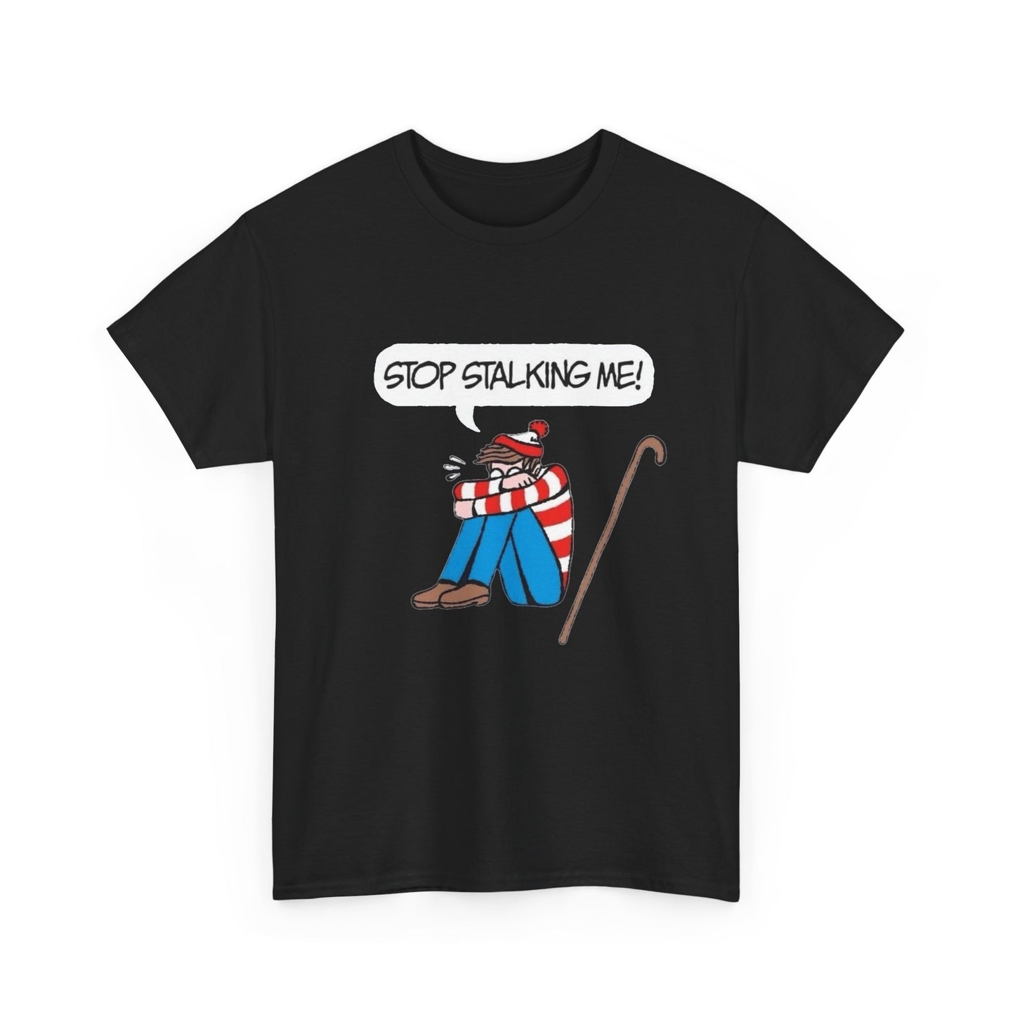 Stop Stalking Me Funny Wheres Waldo Graphic T Shirt NEW Unisex Heavy Cotton Tee