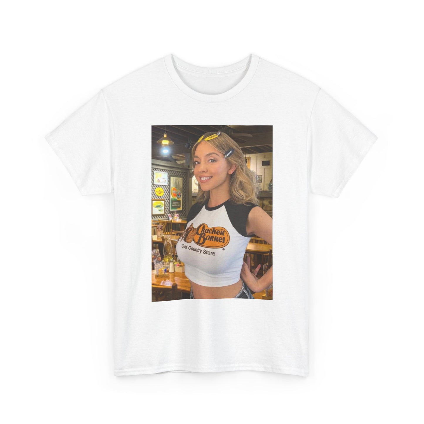 Sydney Sweeney Graphic T Shirt Cracker Barrel Funny Gift Unisex Heavy Cotton Tee