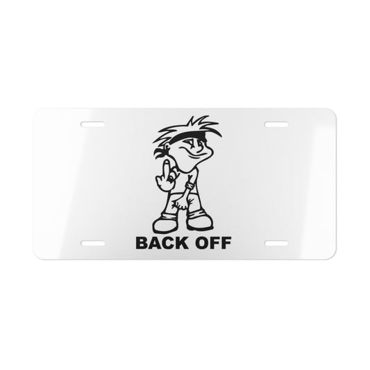 Back Off Funny Middle Finger Retro  Vanity License Plate