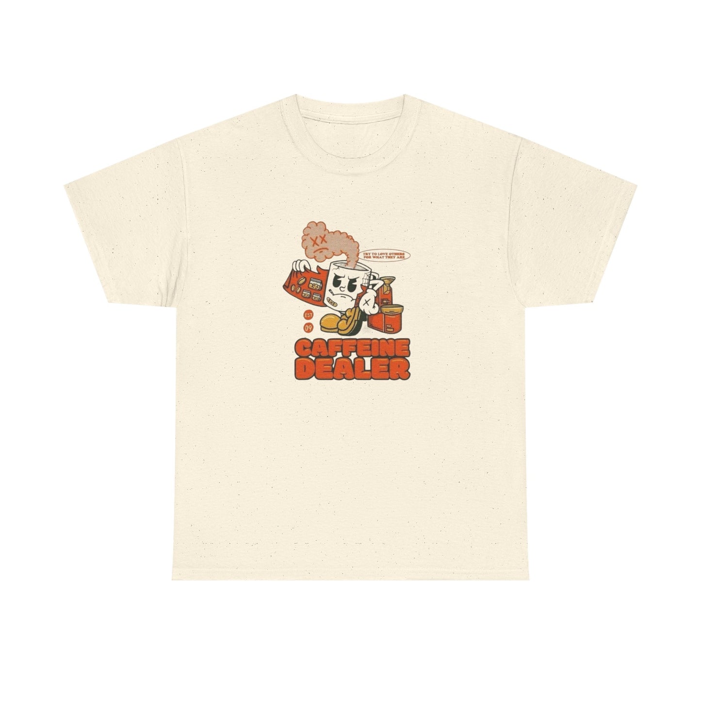 Caffeine Dealer Funny Coffee Graphic T-Shirt Comfy Cotton Tee Brand NEW