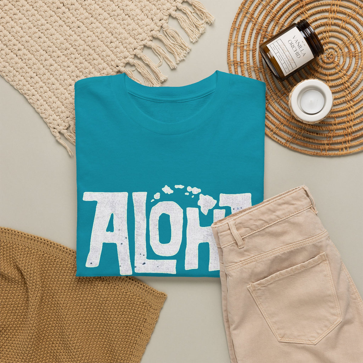 Aloha Tropical Graphic T Shirt Men's NEW Classic Travel Heavy Cotton Tee