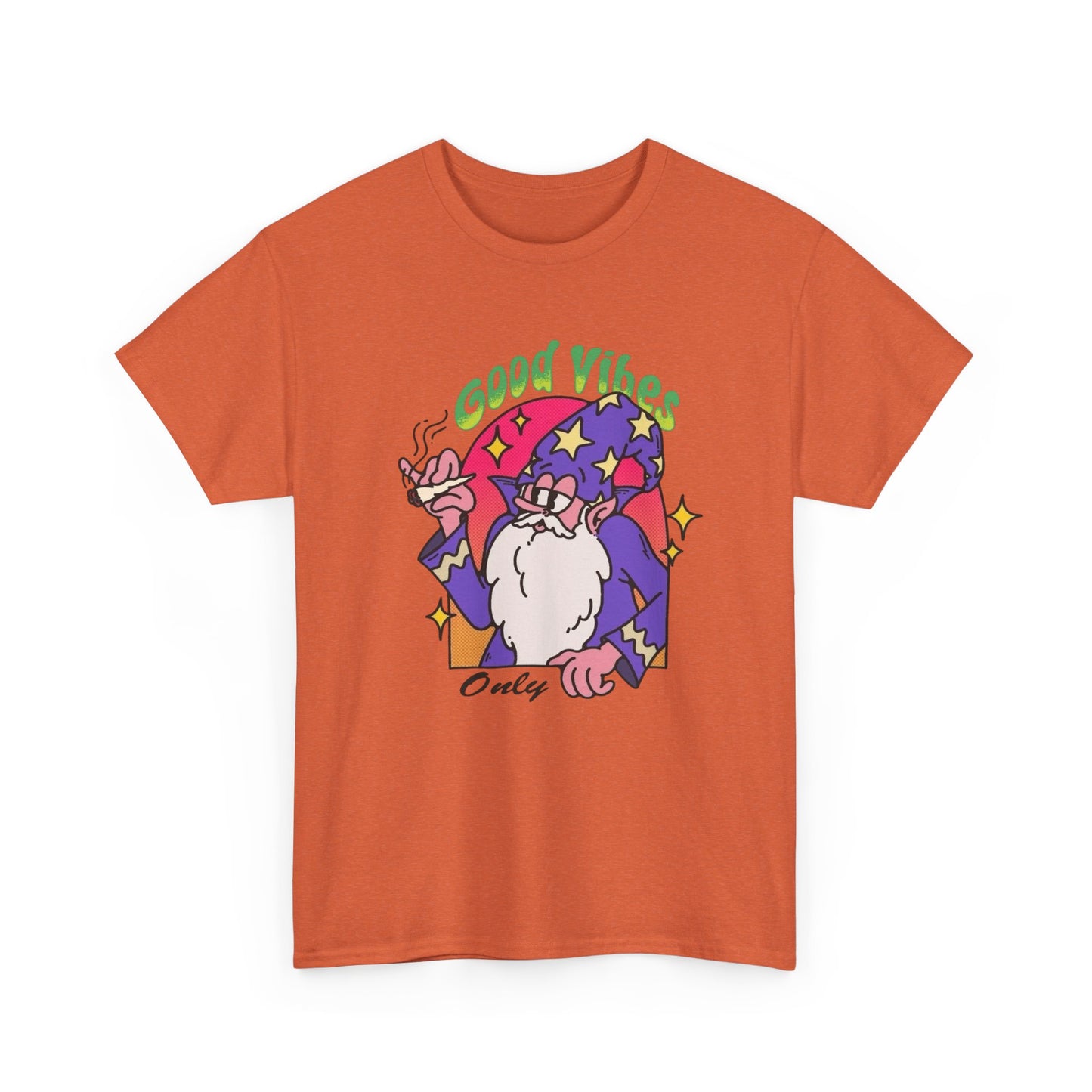 Only Good Vibes Wizard T Shirt Graphic Unisex Heavy Cotton Tee NEW GIFT