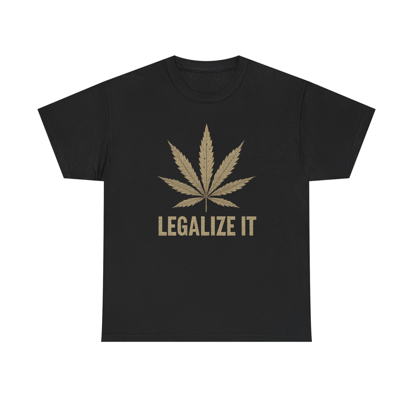 Gold Weed Leaf Graphic T Shirt Unisex Heavy Cotton Tee Gift