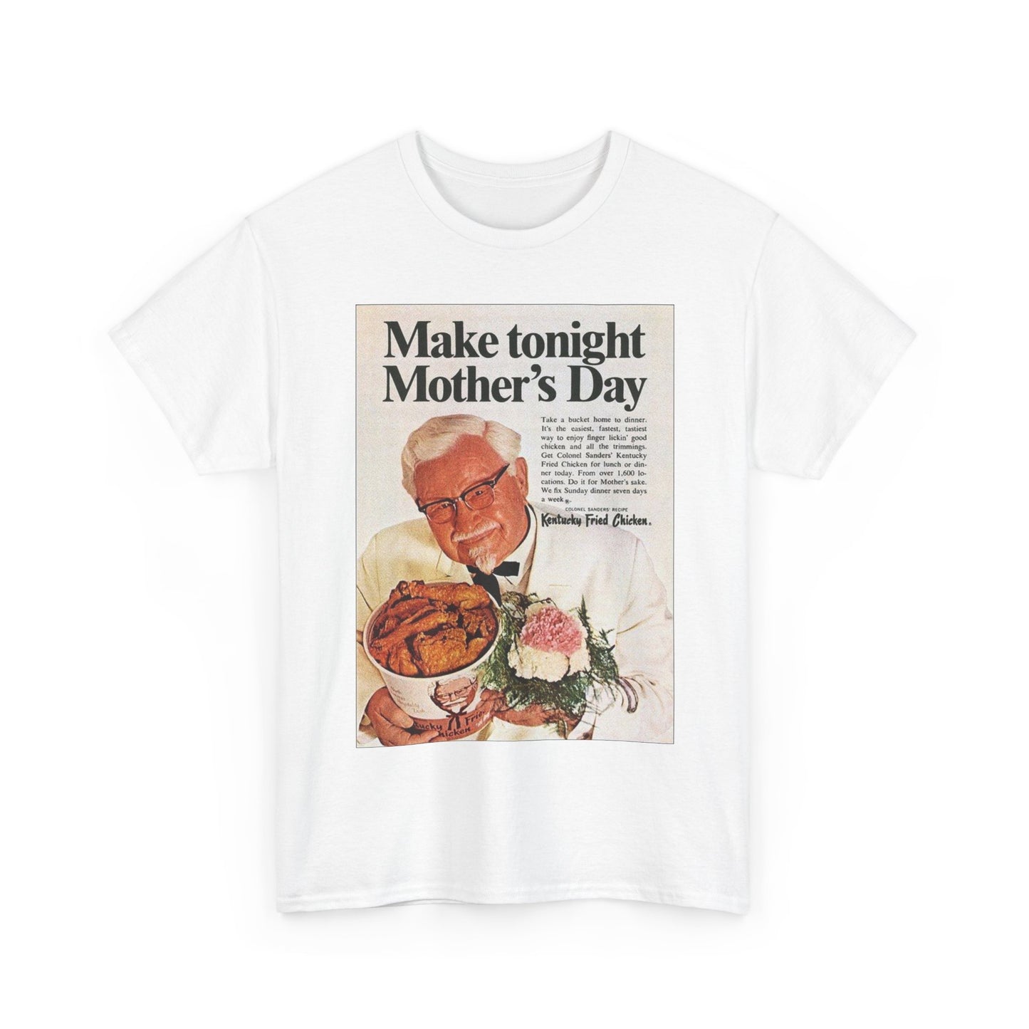 KFC T Shirt Retro Poster Nostalgia Chicken Funny Ads Unisex Heavy Cotton Tee