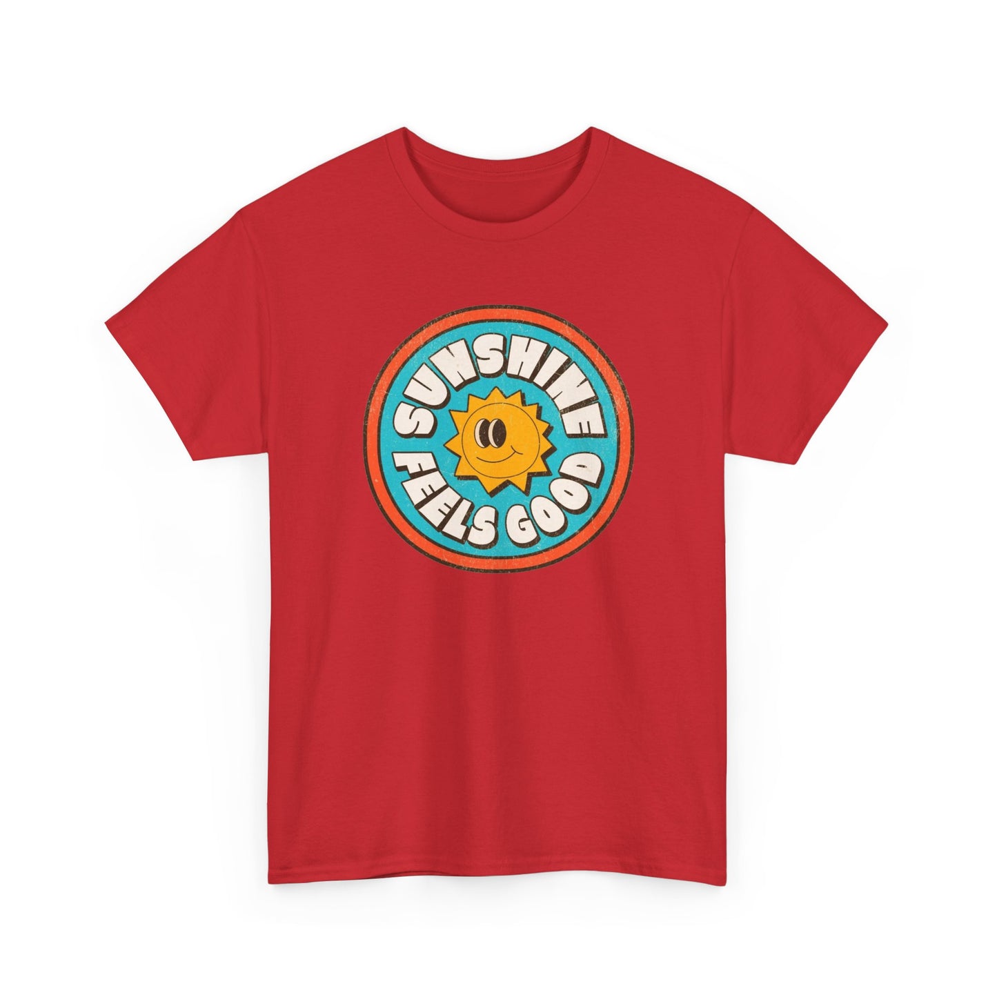 Sunshine Feels Good Graphic T Shirt Happy Smiles Unisex Heavy Cotton Tee