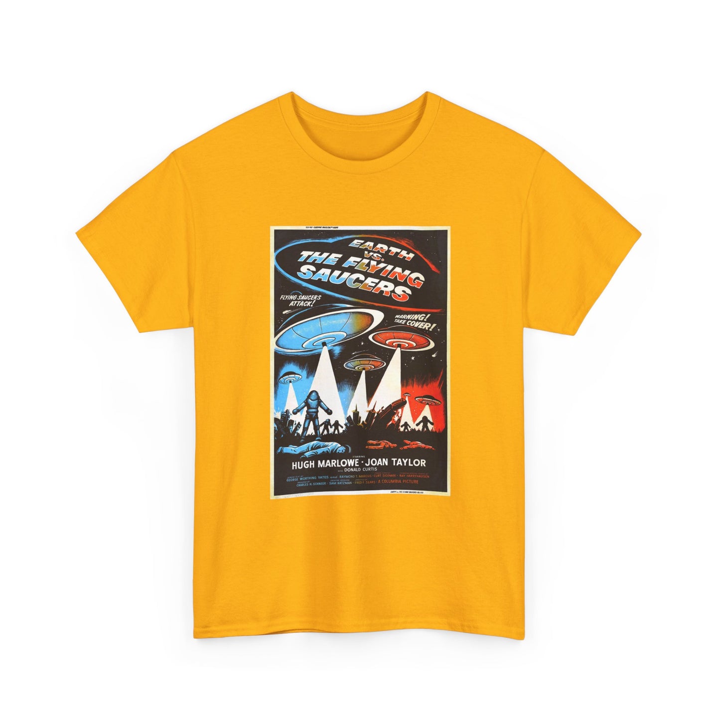 Earth vs Flying Saucers Tshirt Vintage Movie Poster Unisex Heavy Cotton Tee