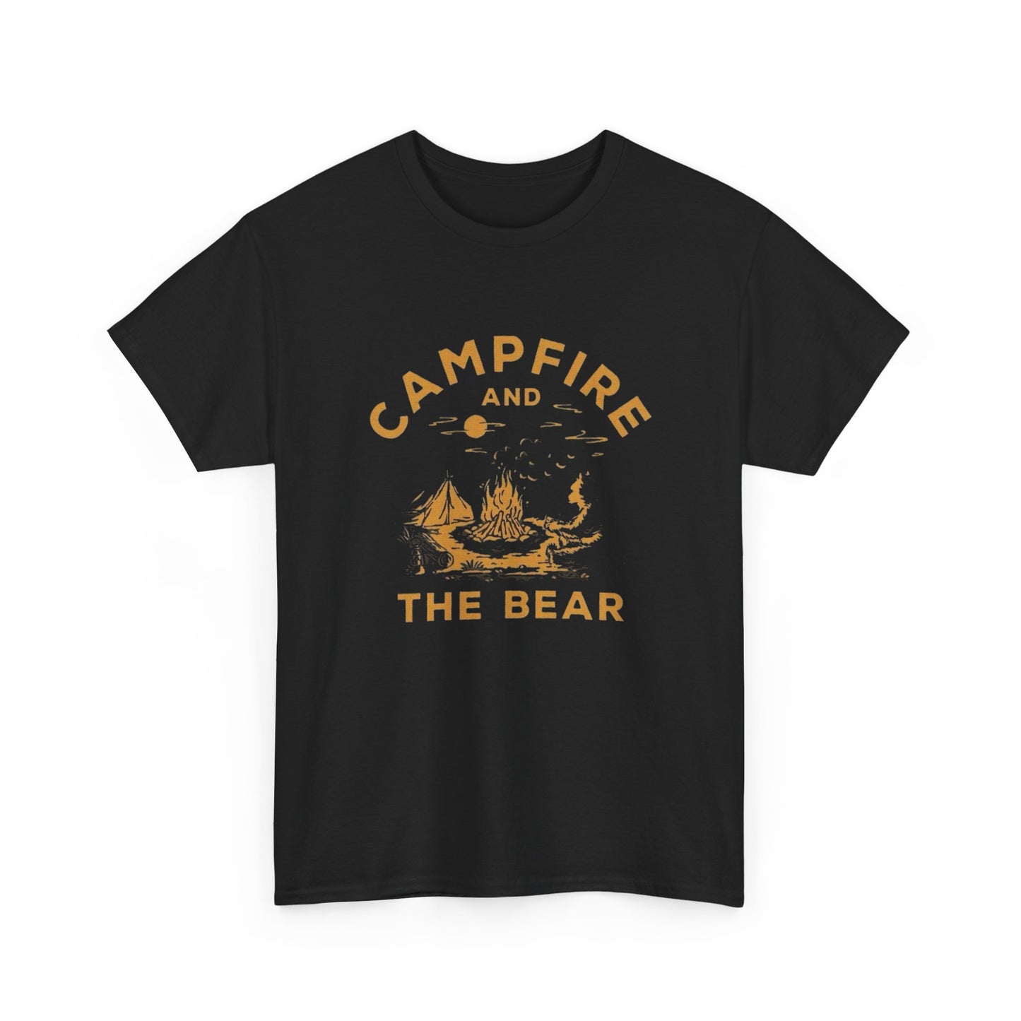 Campfire And The Bear Graphic T Shirt NEW ADULT TEE Cotton