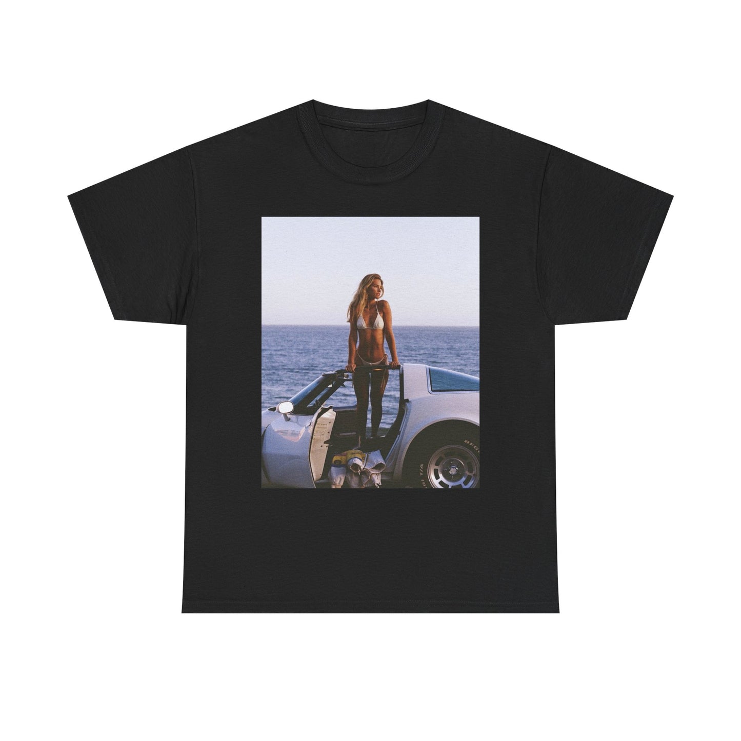 Corvette On The Beach Graphic T Shirt S-5XL Unisex Heavy Cotton Tee