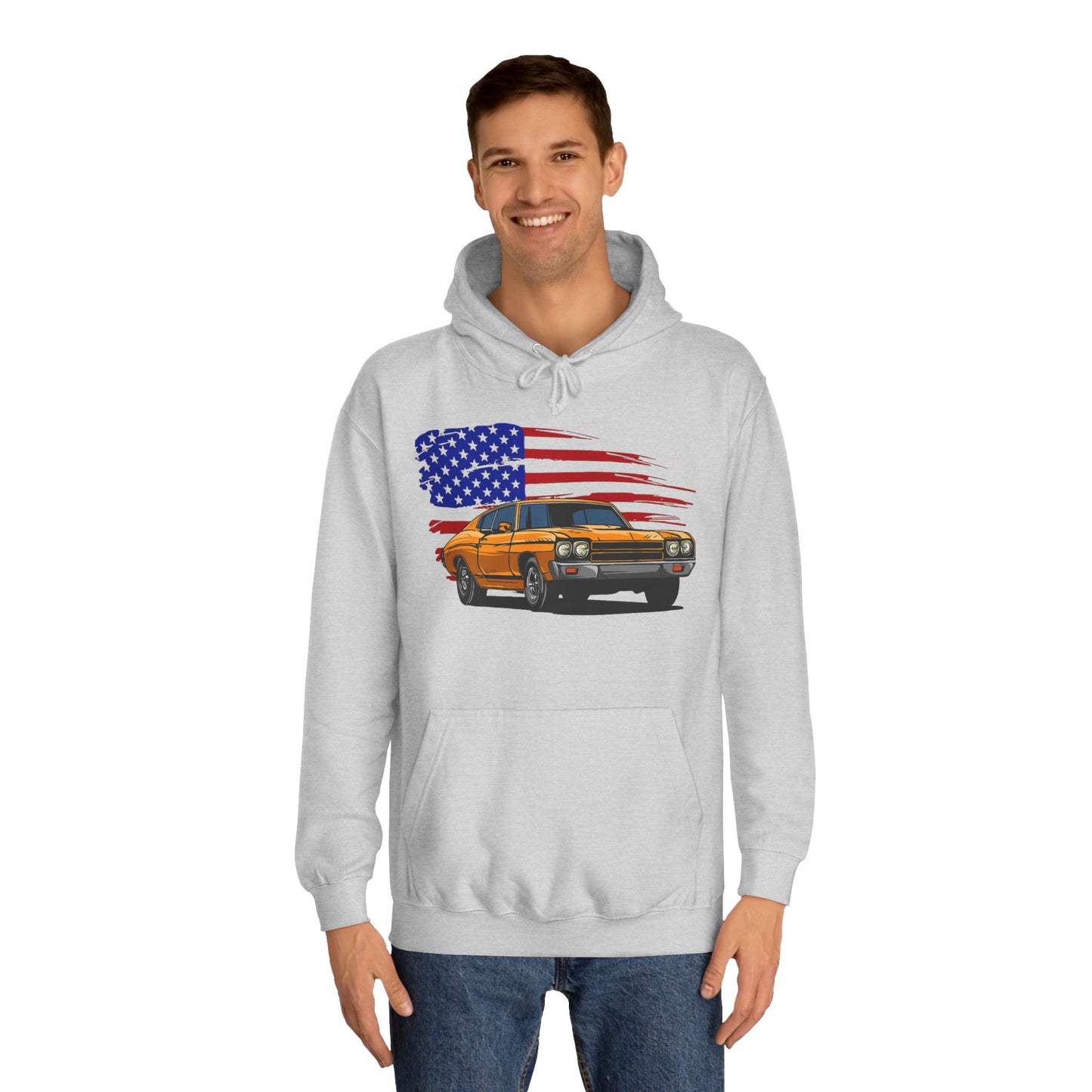 Chevelle Hoodie Retro Chevrolet Vintage Muscle Car American Flag Unisex Hoodie