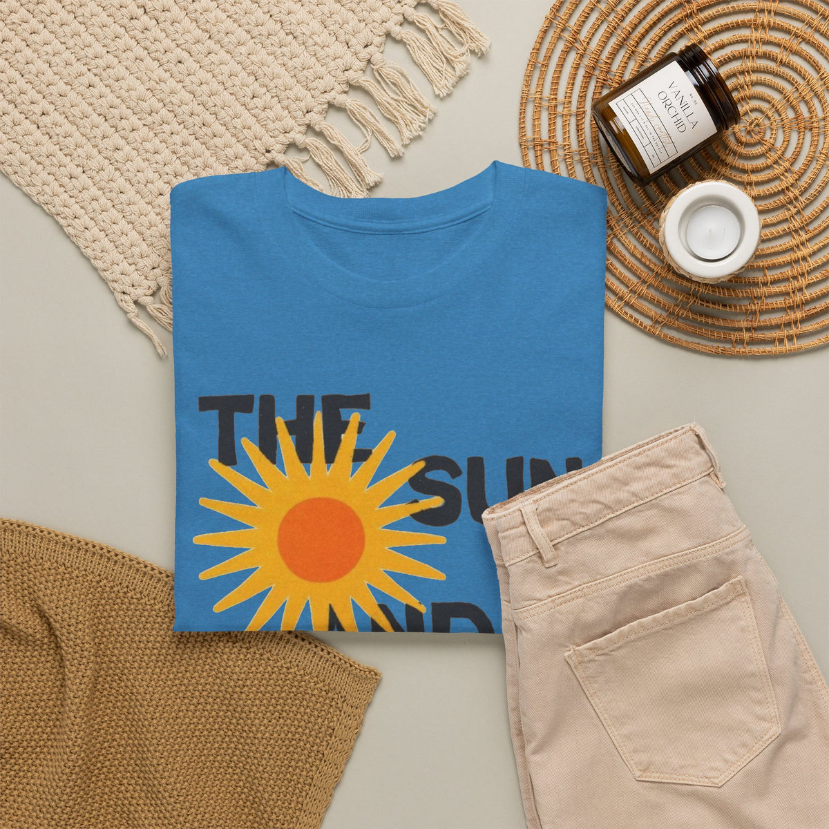 The Sun And The Sea Graphic T Shirt Retro Men's Heavy Cotton Tee
