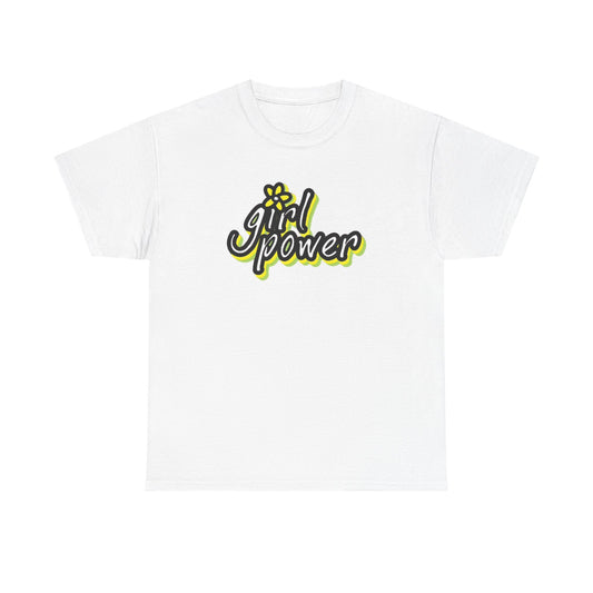 Girl Power Graphic T Shirt Girly Tee Retro Flower Power Unisex Heavy Cotton Tee