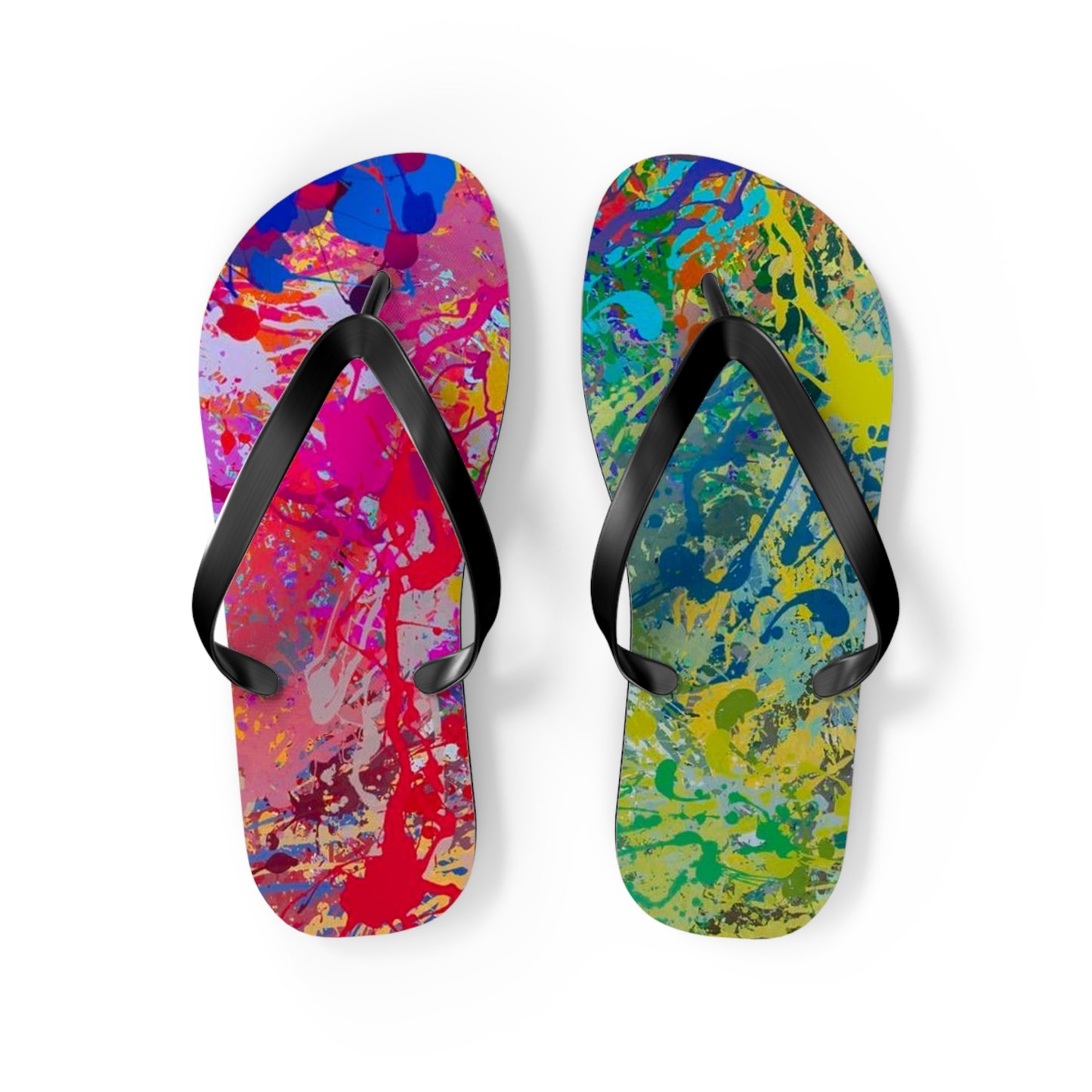 Paint Splatter Beach Sandals, Slides for Summer, Flip Flops, Water Resistant