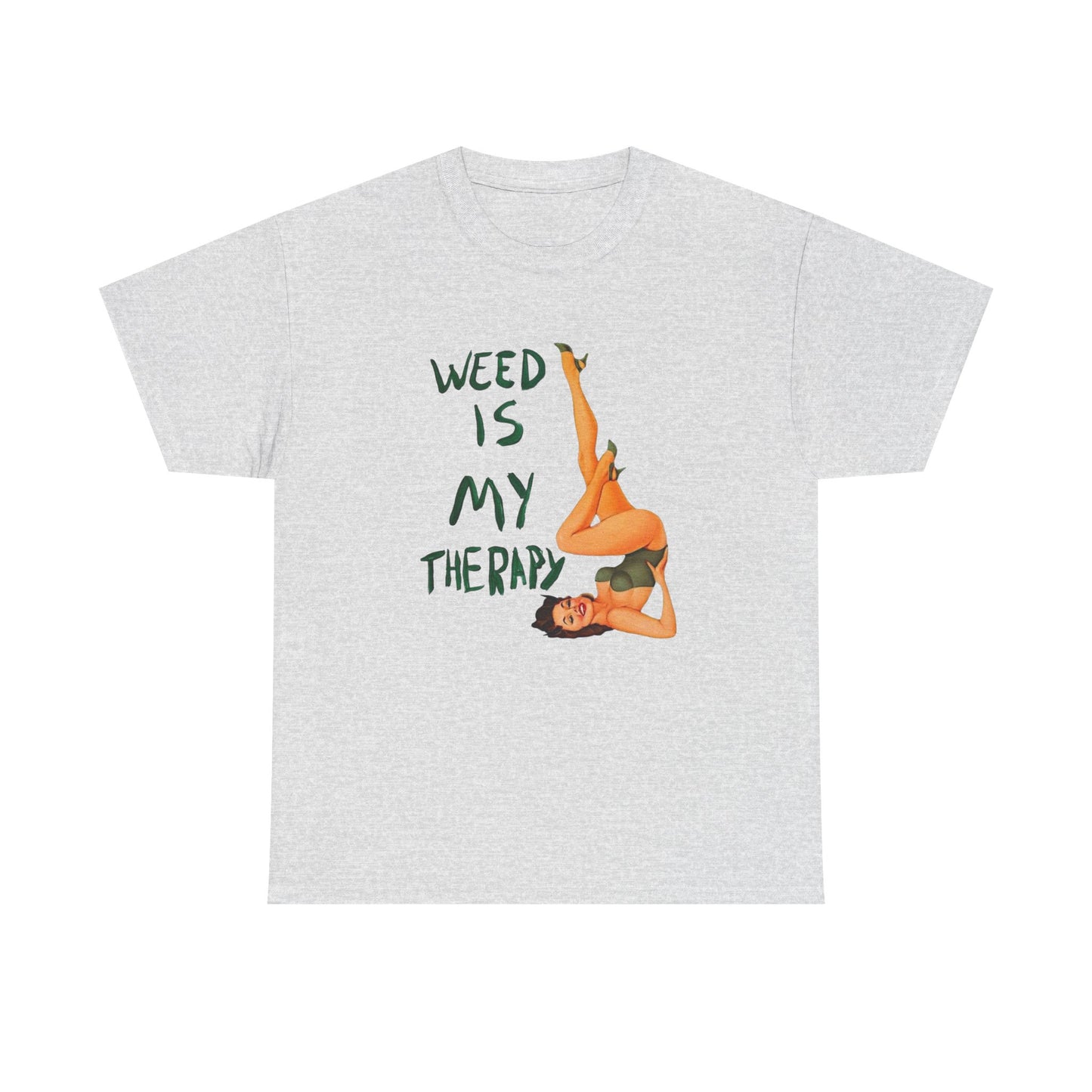 Weed Is My Therapy Graphic T Shirt Vintage Unisex Heavy Cotton Tee