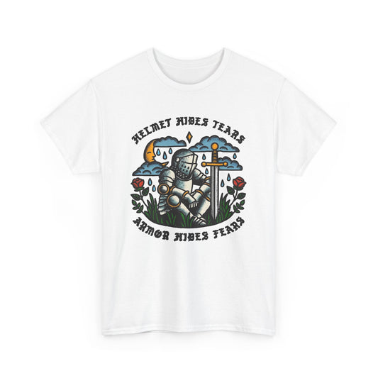 Helmet Hides Tears Medieval Graphic T Shirt Men's Heavy Cotton Tee