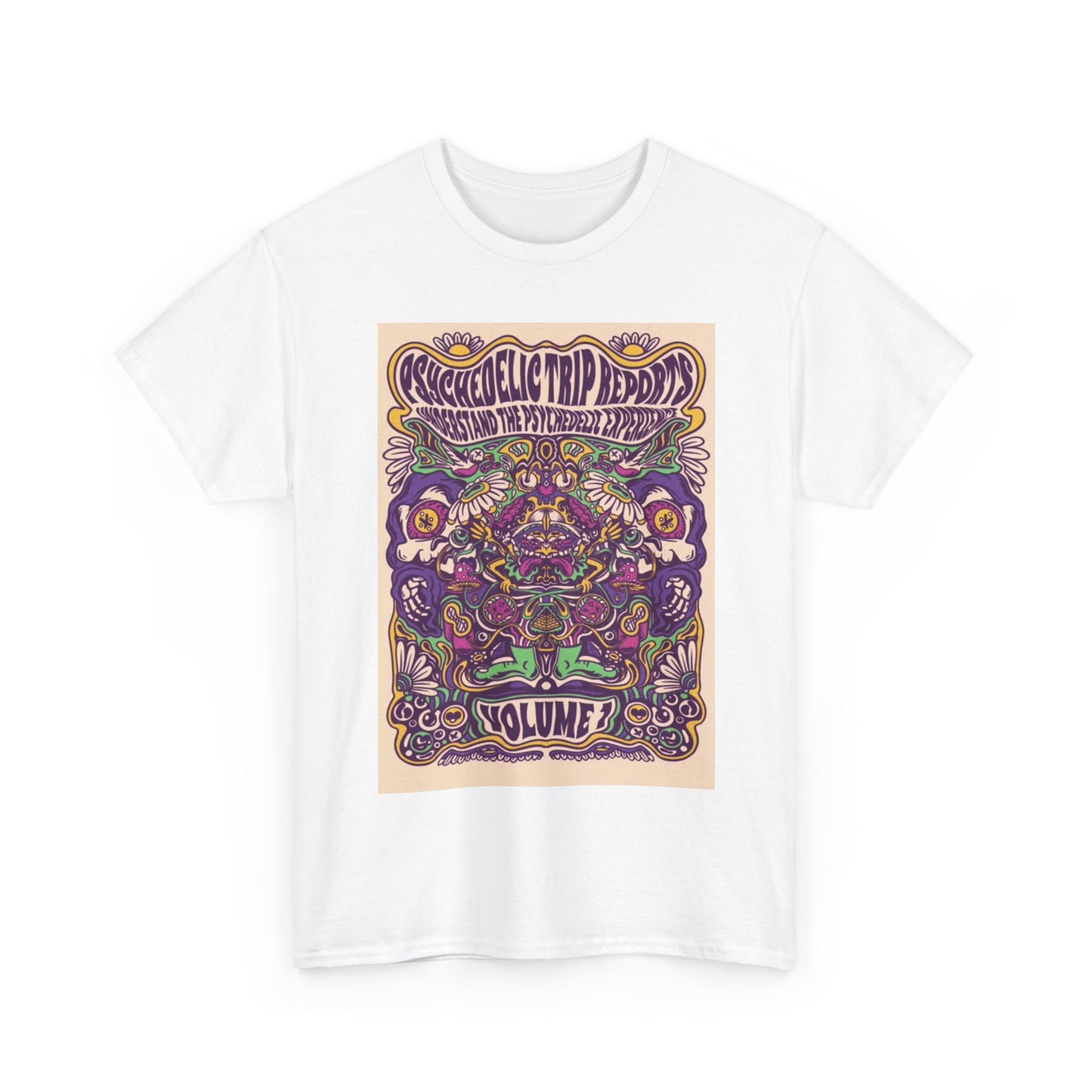Mushroom Tshirt Trippy Psychedelic groovy 70s art poster Unisex Heavy Cotton Tee