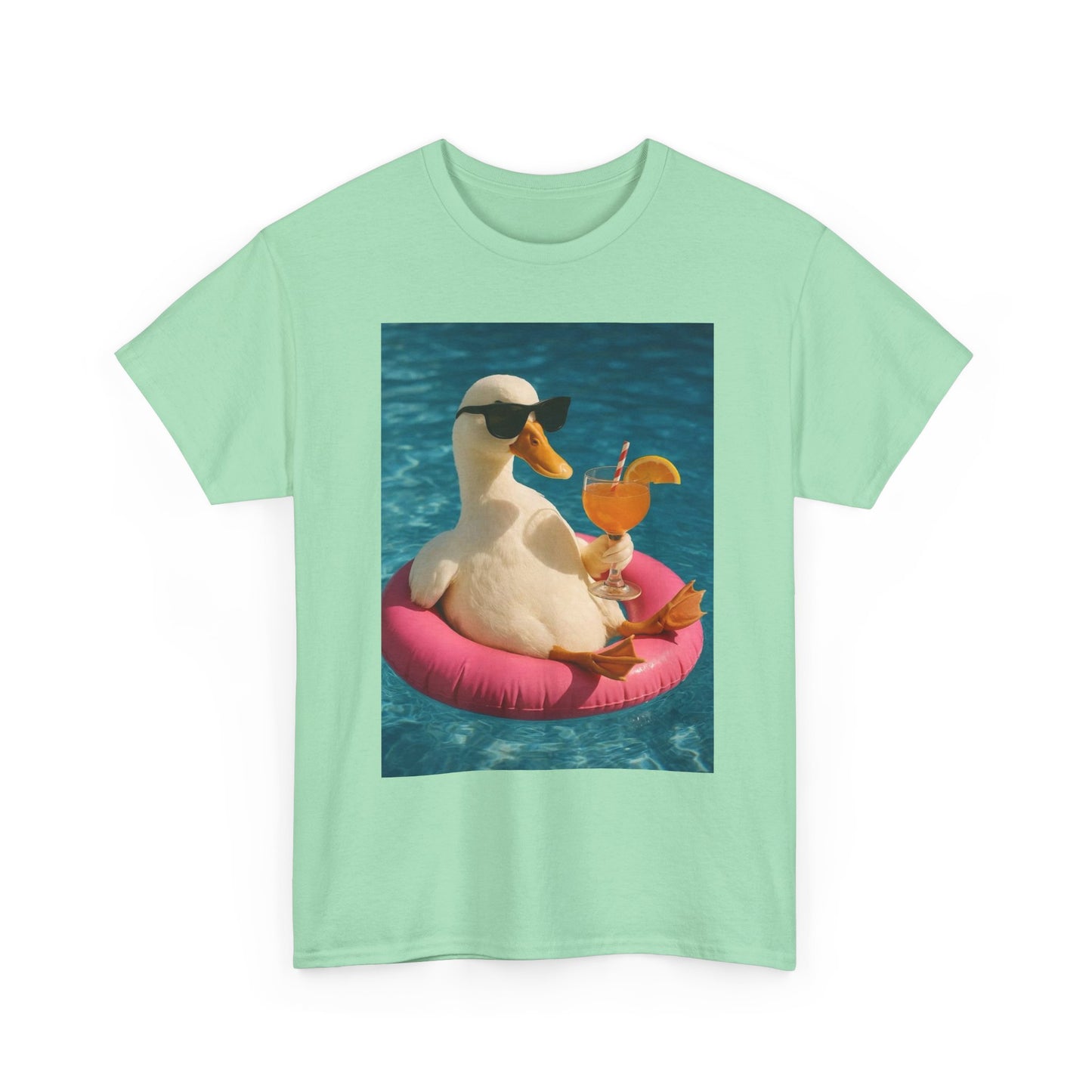Duck On Vacation Funny Graphic T-Shirt Unisex Heavy Cotton Tee NEW