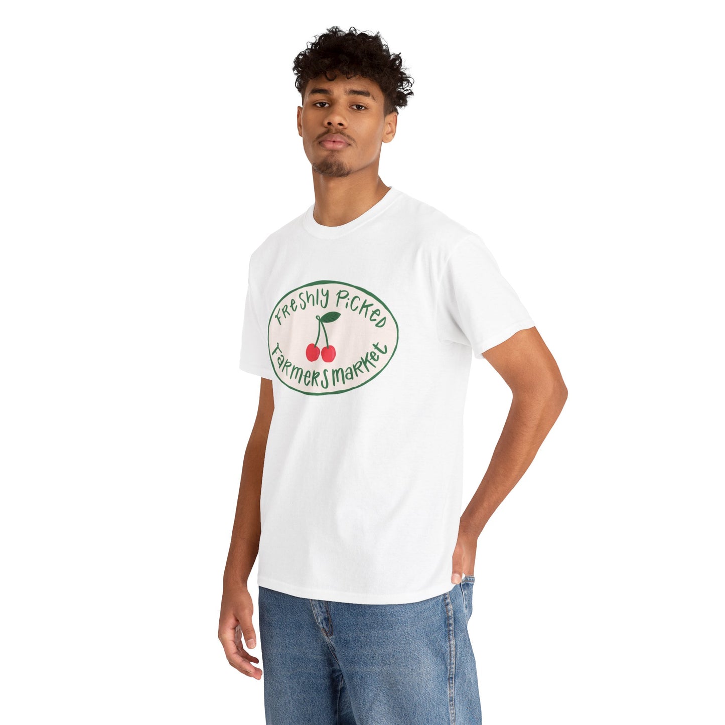 Freshly Picked Farmers Market Graphic T Shirt Retro Men's Heavy Cotton Tee