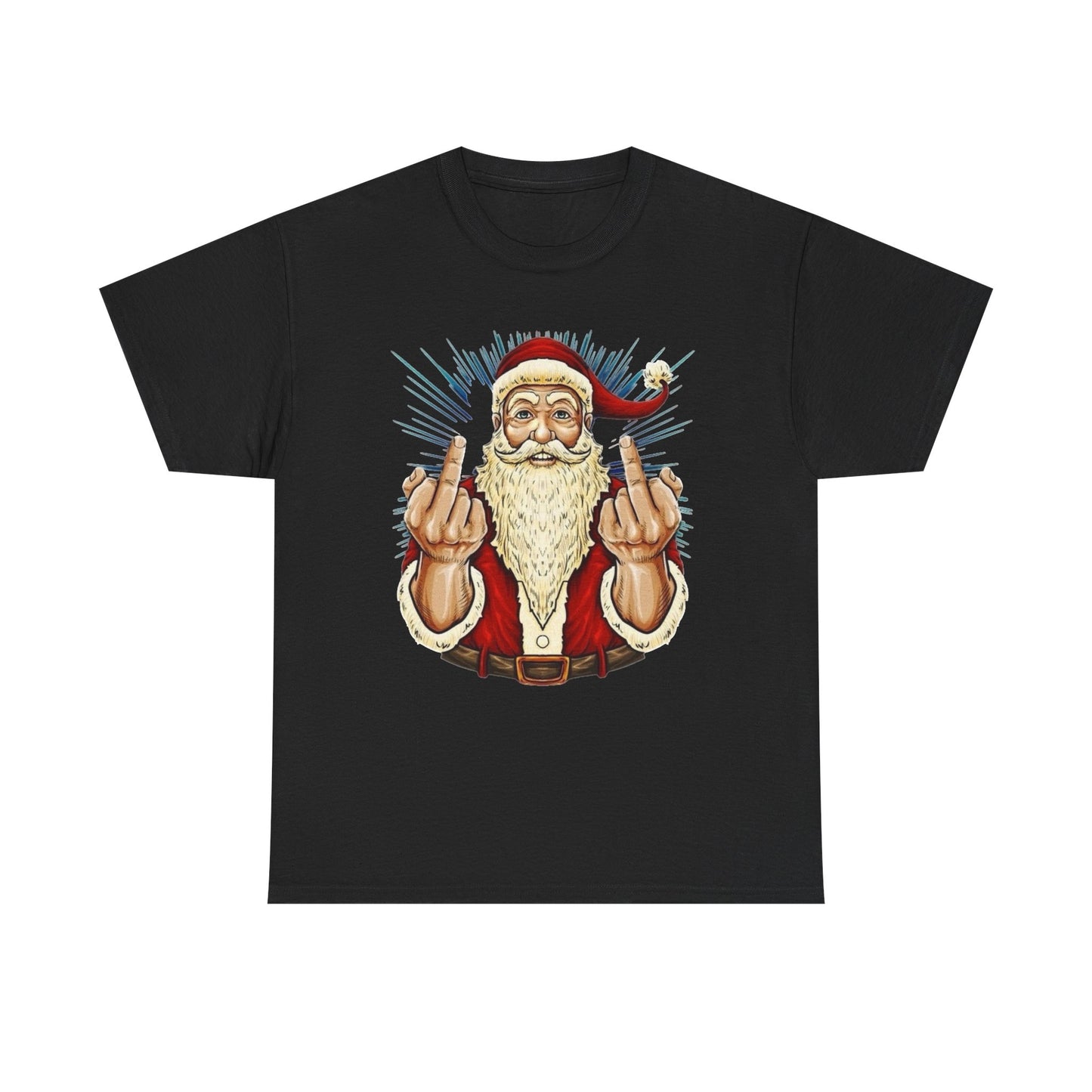 Funny Bad Santa Middle Finger Christmas Graphic T Shirt NEW ADULT