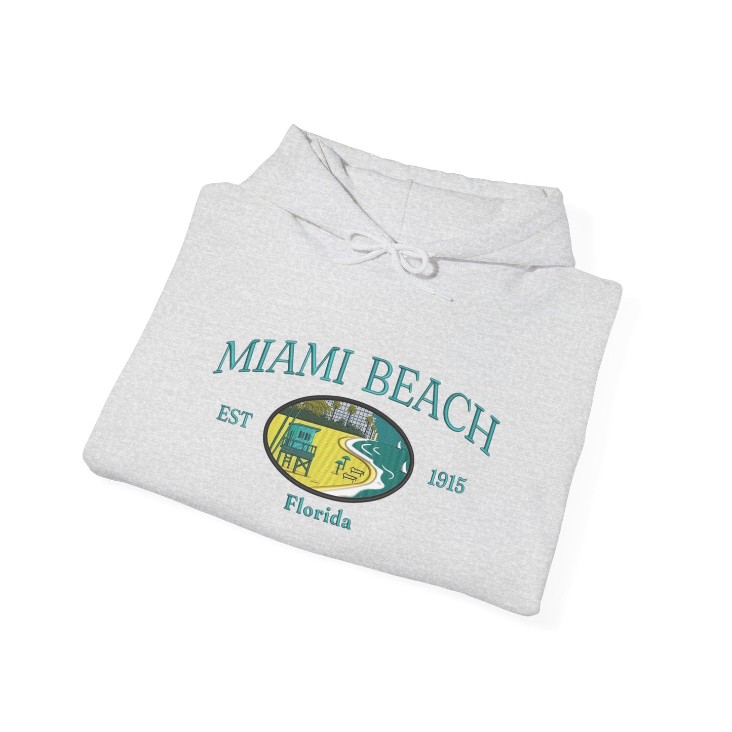Miami Beach Retro Graphic Hoodie Heavy Blend Sweatshirt NEW