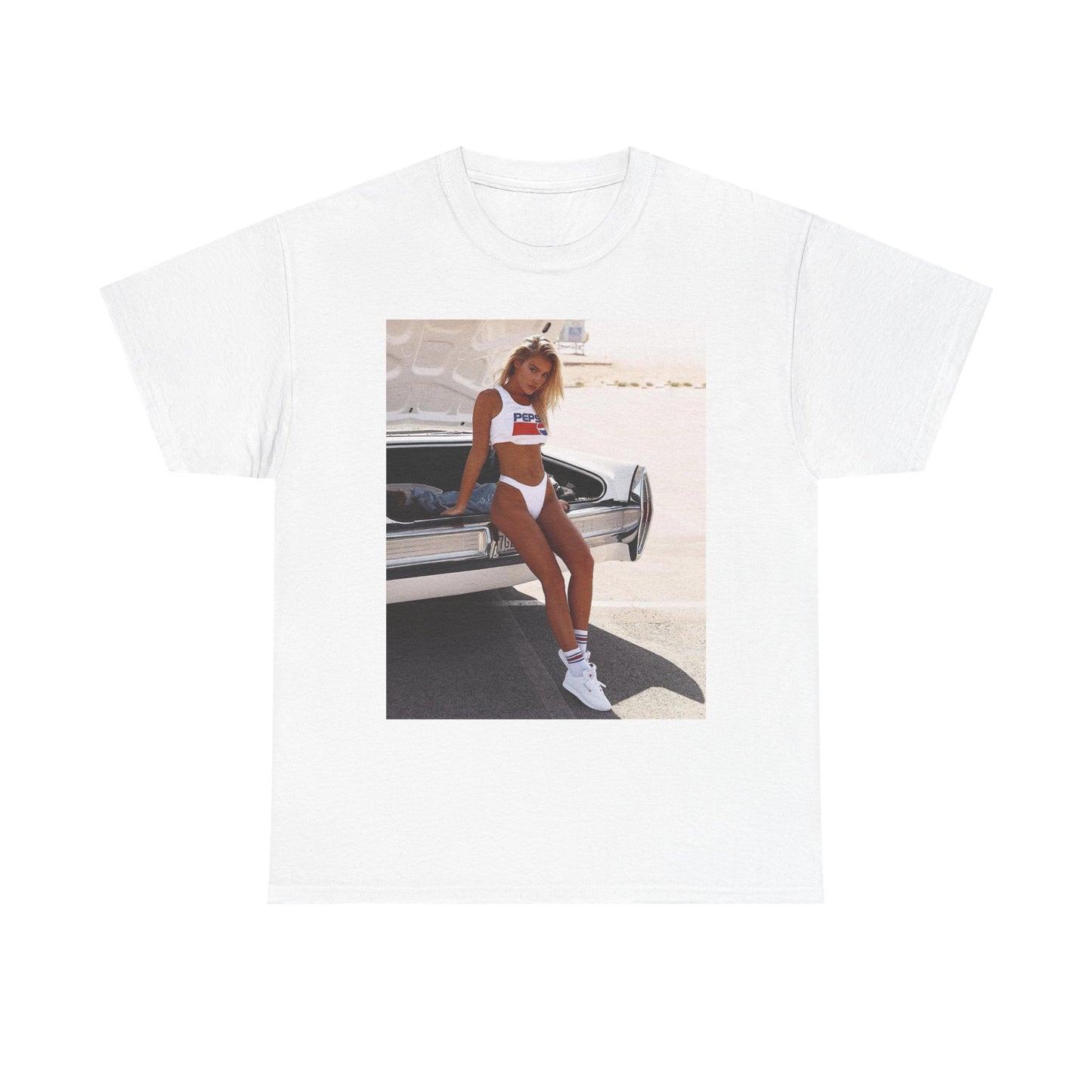 Cadillac Bikini Model Vintage Graphic T Shirt S-5XL Unisex Heavy Cotton Tee