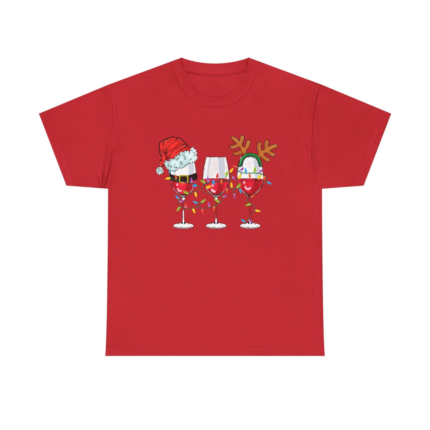 Holiday Spirit Wine Glasses Graphic T Shirt NEW ADULT