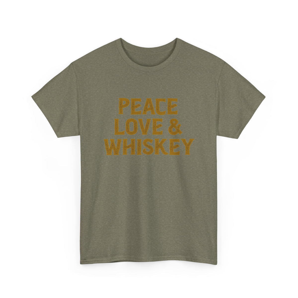 Peace Love And Whiskey Graphic T Shirt Men's Classic Heavy Cotton Tee