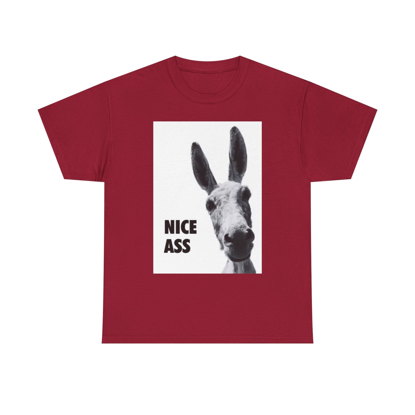 Nice Ass T Shirt Funny Donkey Animal Jokes Comedy Gift Unisex Heavy Cotton Tee
