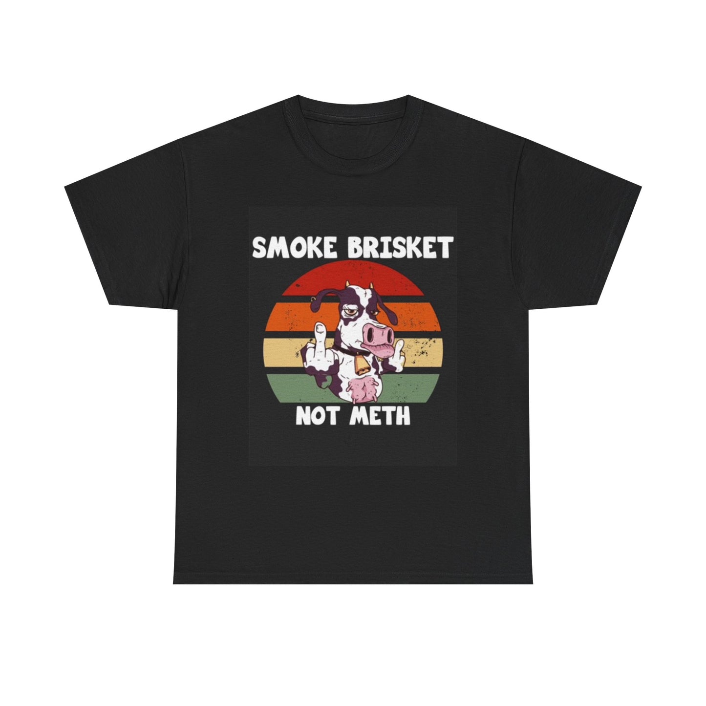Smoke Brisket Not Meth Shirt Funny BBQ Cow Graphic Unisex Heavy Cotton Tee