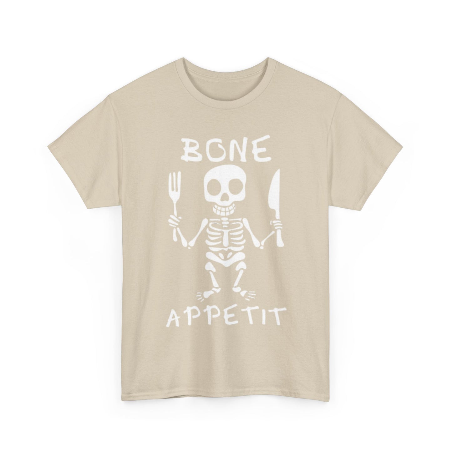 Bone Appetit Shirt Funny Comedy Jokes Skeleton Chef Sous Unisex Heavy Cotton Tee