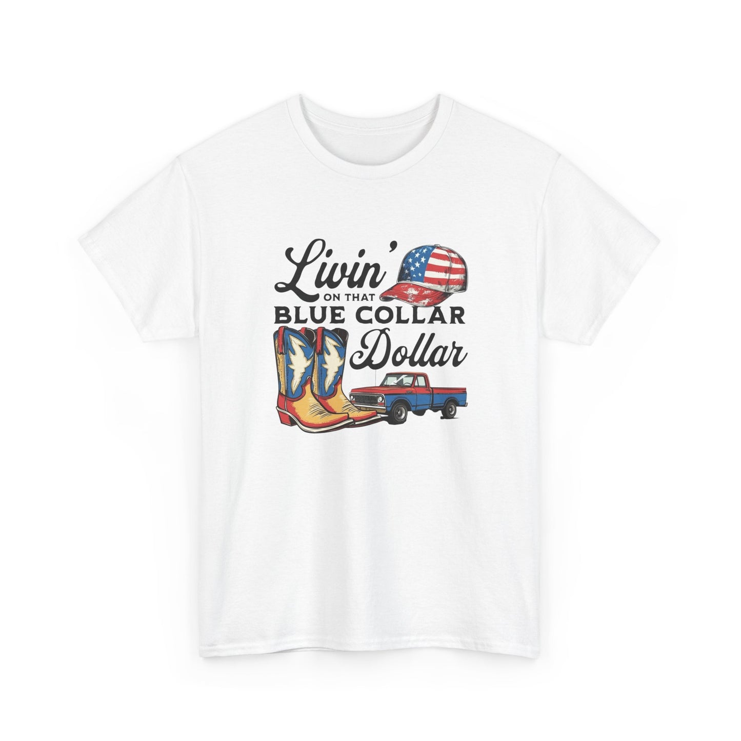 Living That Blue Collar Life Graphic T Shirt Unisex Heavy Cotton Tee Gift