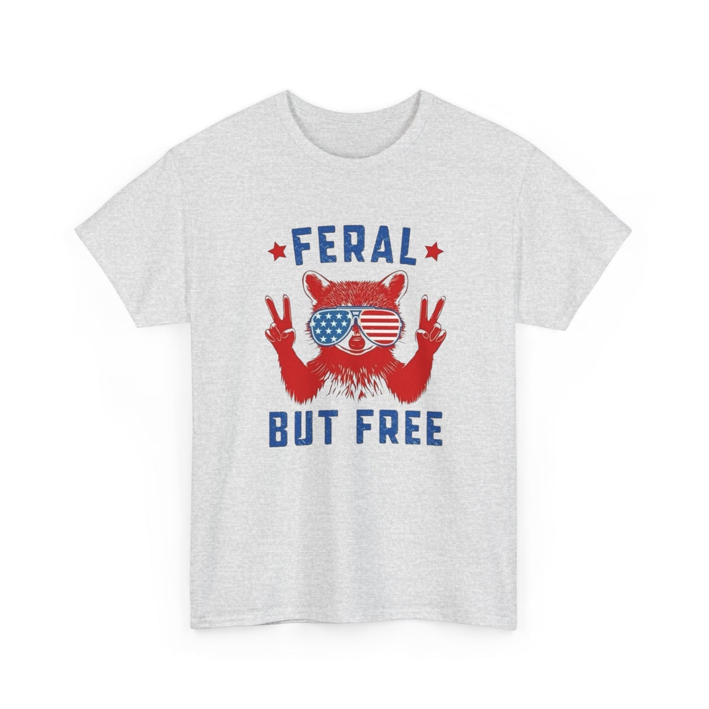 Feral But Free American Flag Graphic T-Shirt Unisex Heavy Cotton Tee NEW