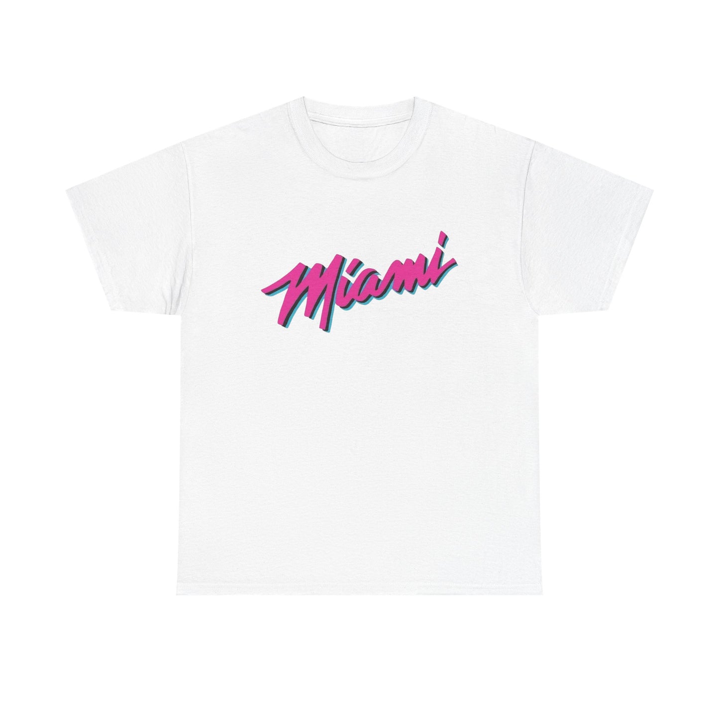 Miami Logo Neon Graphic T Shirt ALL SIZES Tee Unisex Heavy Cotton