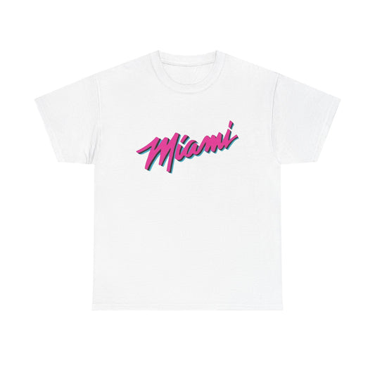 Miami Logo Neon Graphic T Shirt ALL SIZES Tee Unisex Heavy Cotton