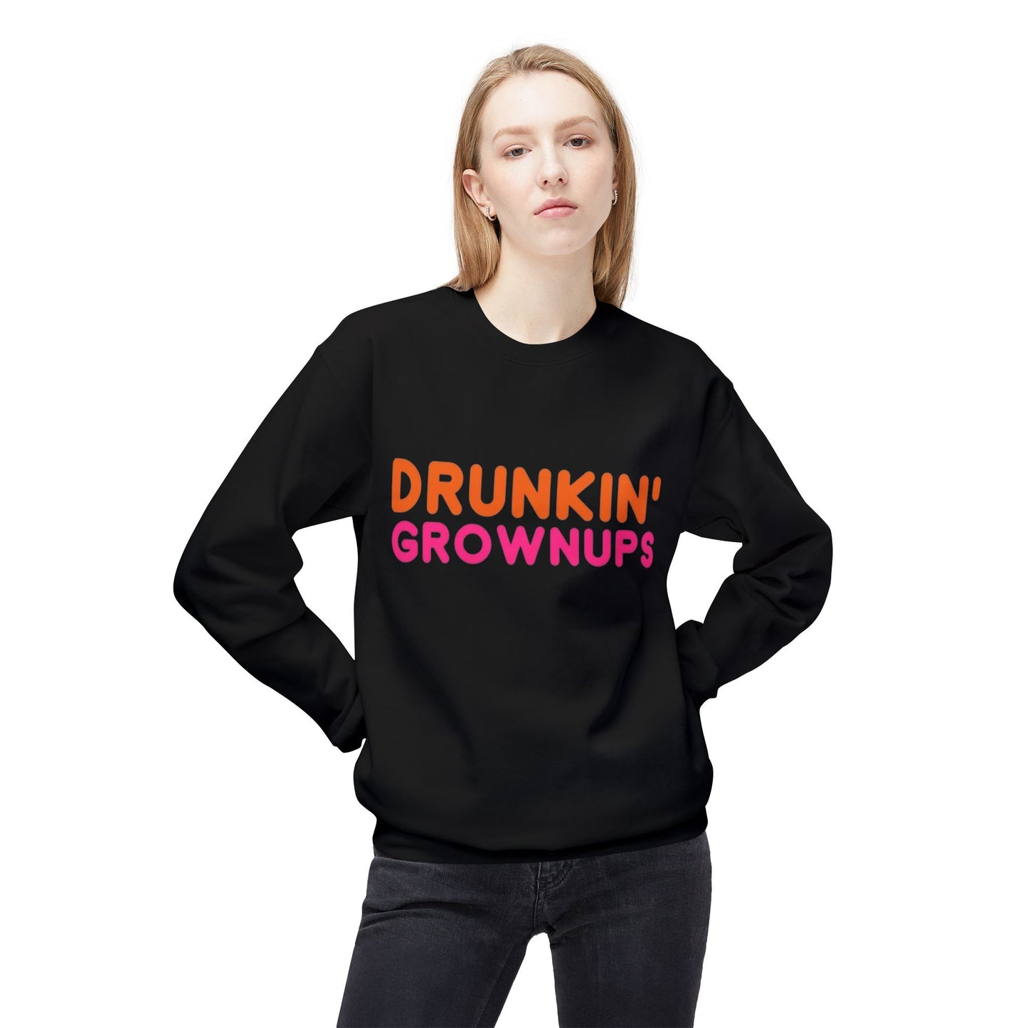 Drunken Grownups Funny Unisex Midweight Softstyle Fleece Crewneck Sweatshirt