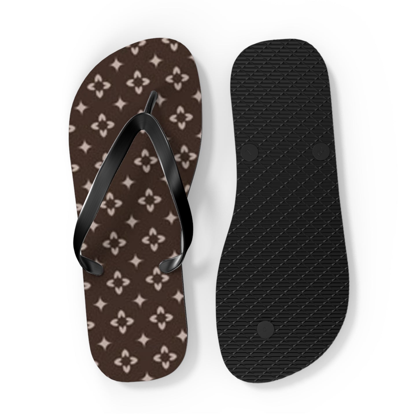 Brown And White Monogram Flip Flops, Sandals Slides, Summer Footwear, Brand New