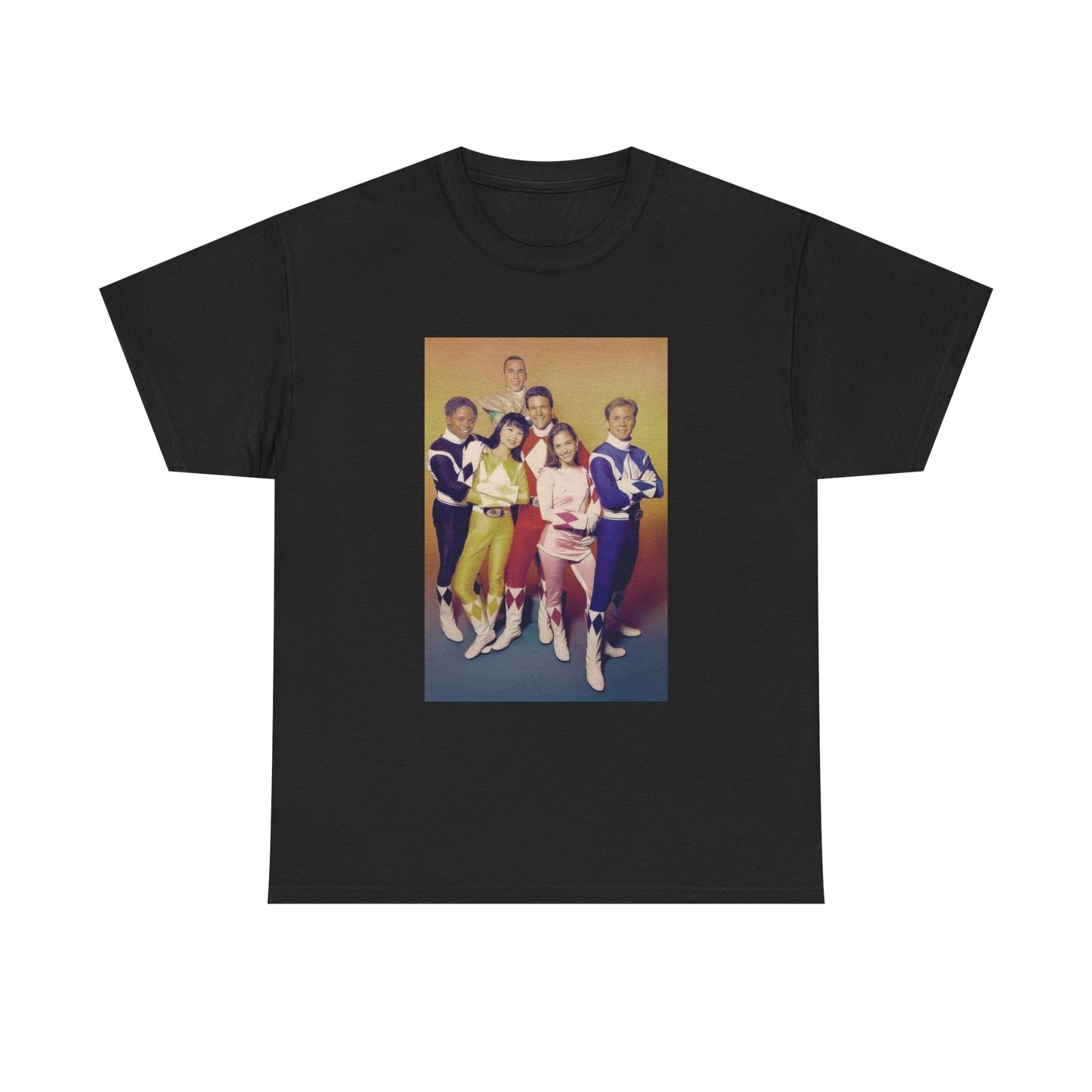 Power Rangers Cast Tshirt Vintage 90s Kids Retro Tv Shows Unisex Heavy Cotton