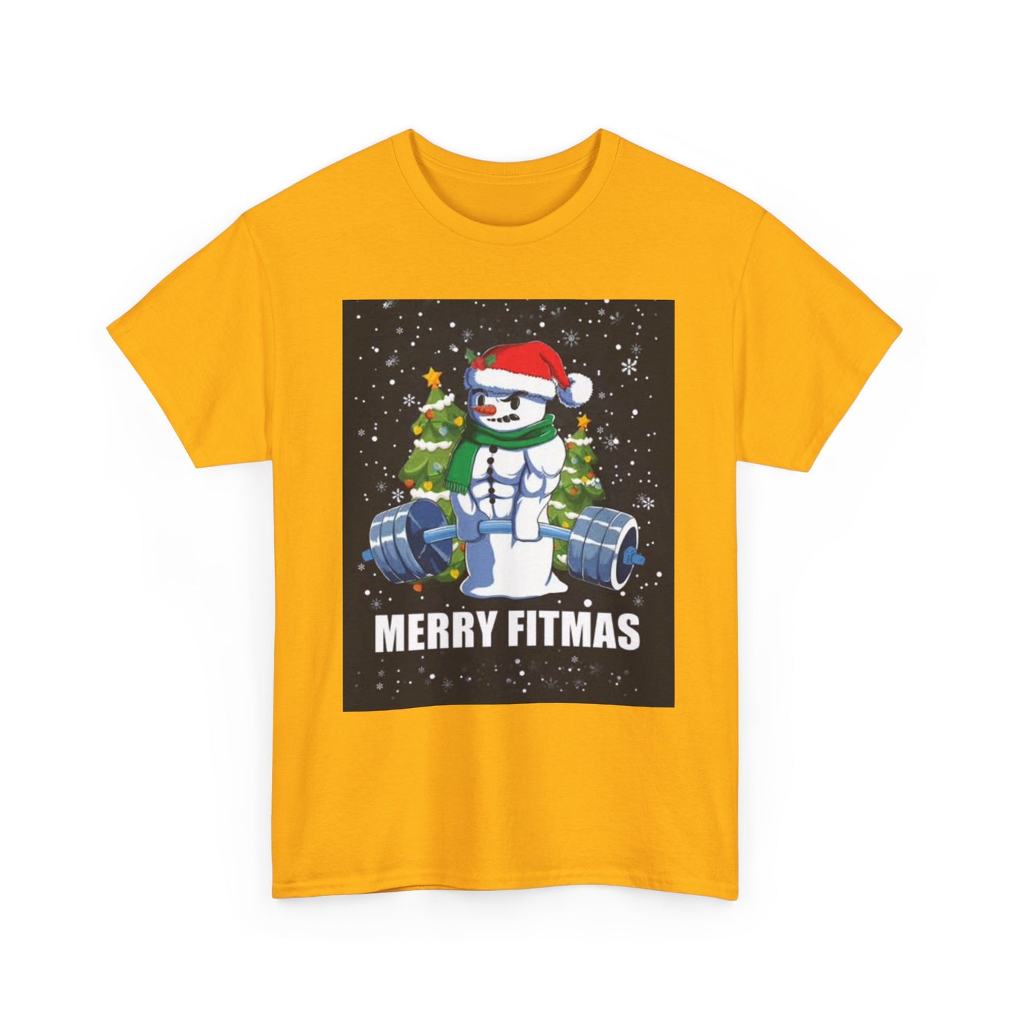 Merry Fitmas Shirt Funny Gym Snowman Christmas Gym Unisex Heavy Cotton Tee