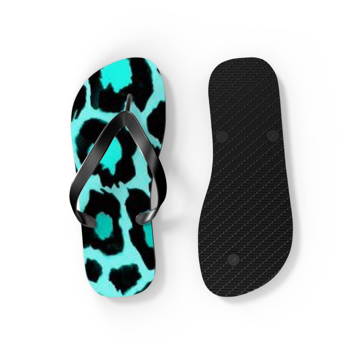 Turquoise Cheetah Beach Sandals, Slides for Summer, Flip Flops, Water Resistant