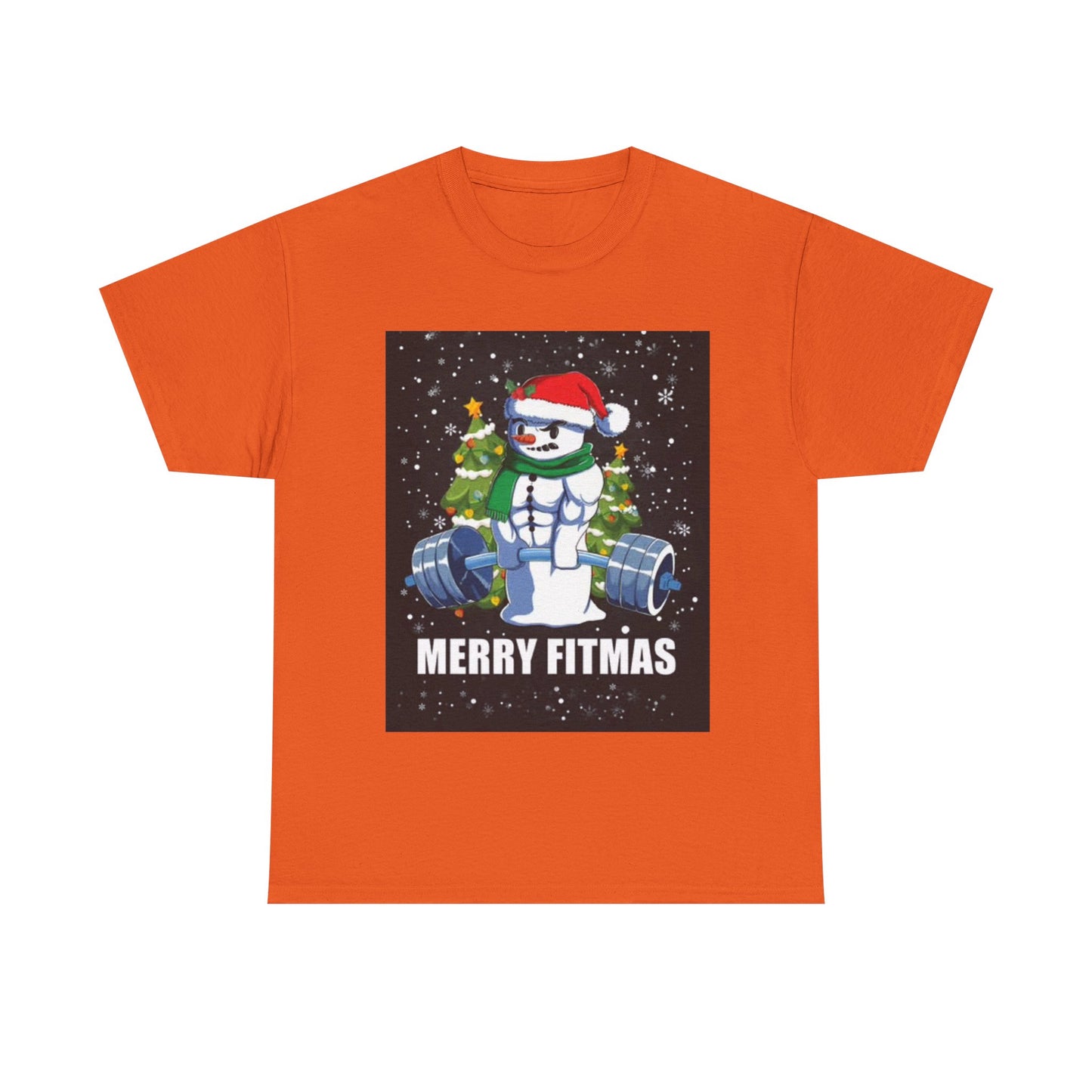 Merry Fitmas Shirt Funny Gym Snowman Christmas Gym Unisex Heavy Cotton Tee