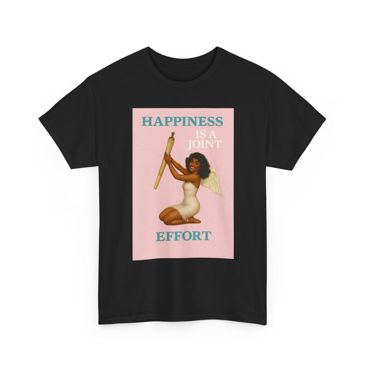Happiness Is A Joint Effort Graphic T-Shirt Womens Comfy Cotton Tee NEW