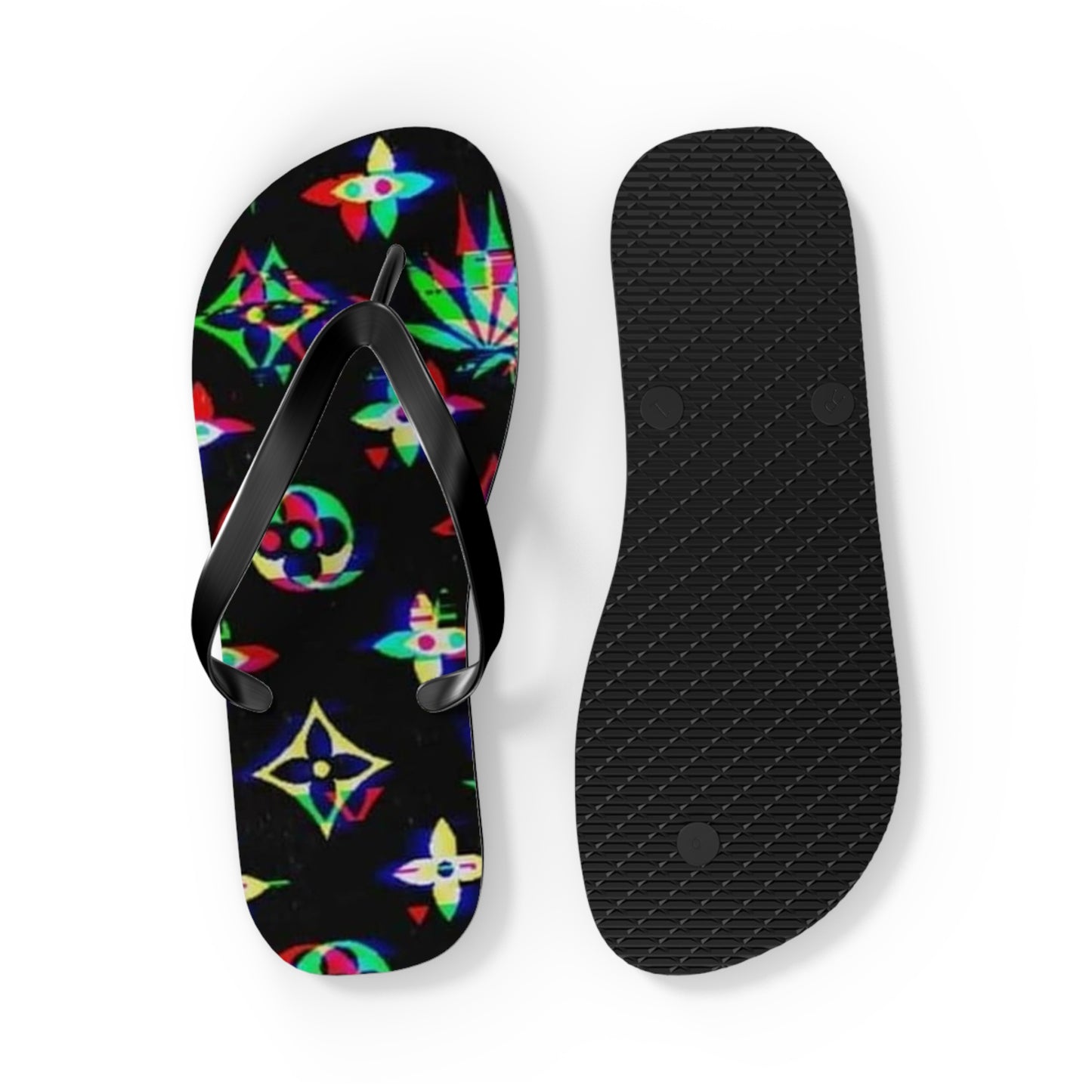 WAVES And SUN Co Sandals Weed Leafs  - Flip Flops -Slides Summer Beach BRAND NEW