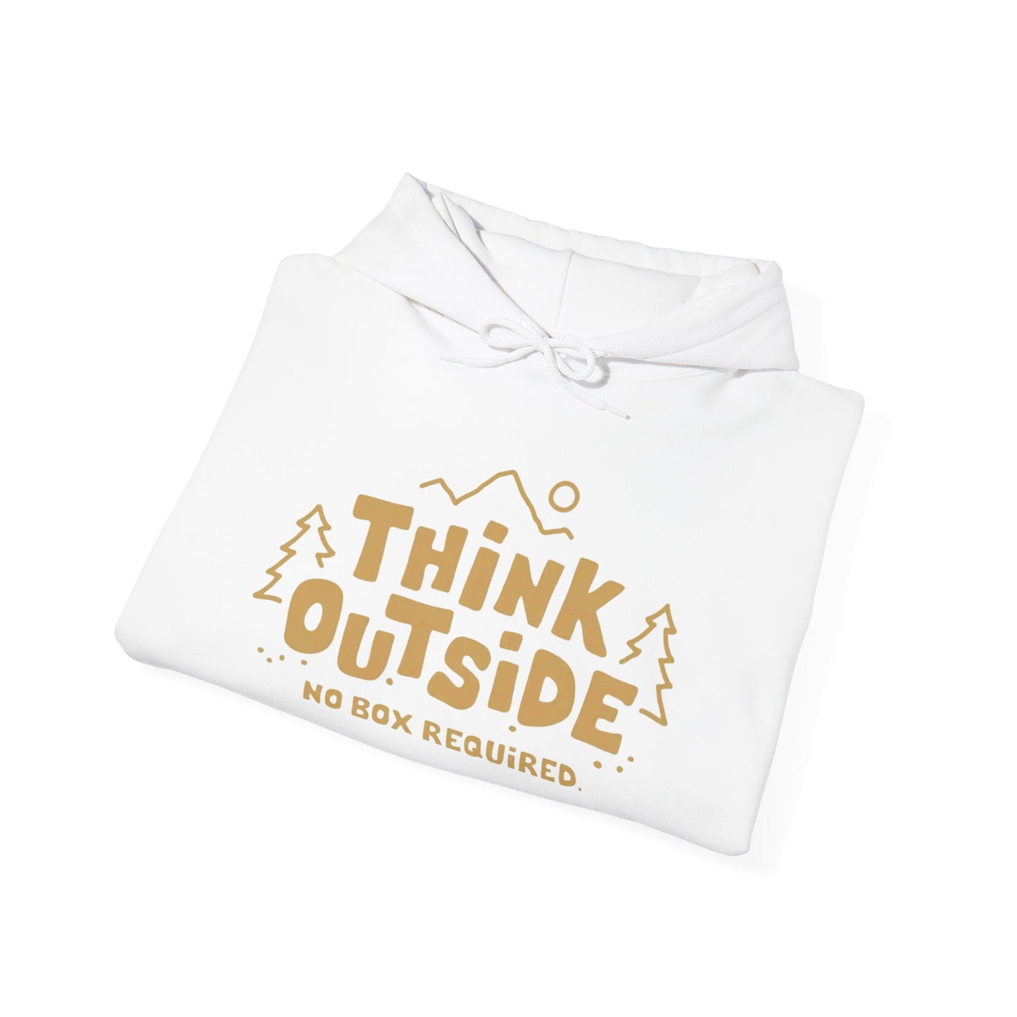 Think Outside No Box Required Graphic Hoodie Unisex Heavy Hooded Sweatshirt