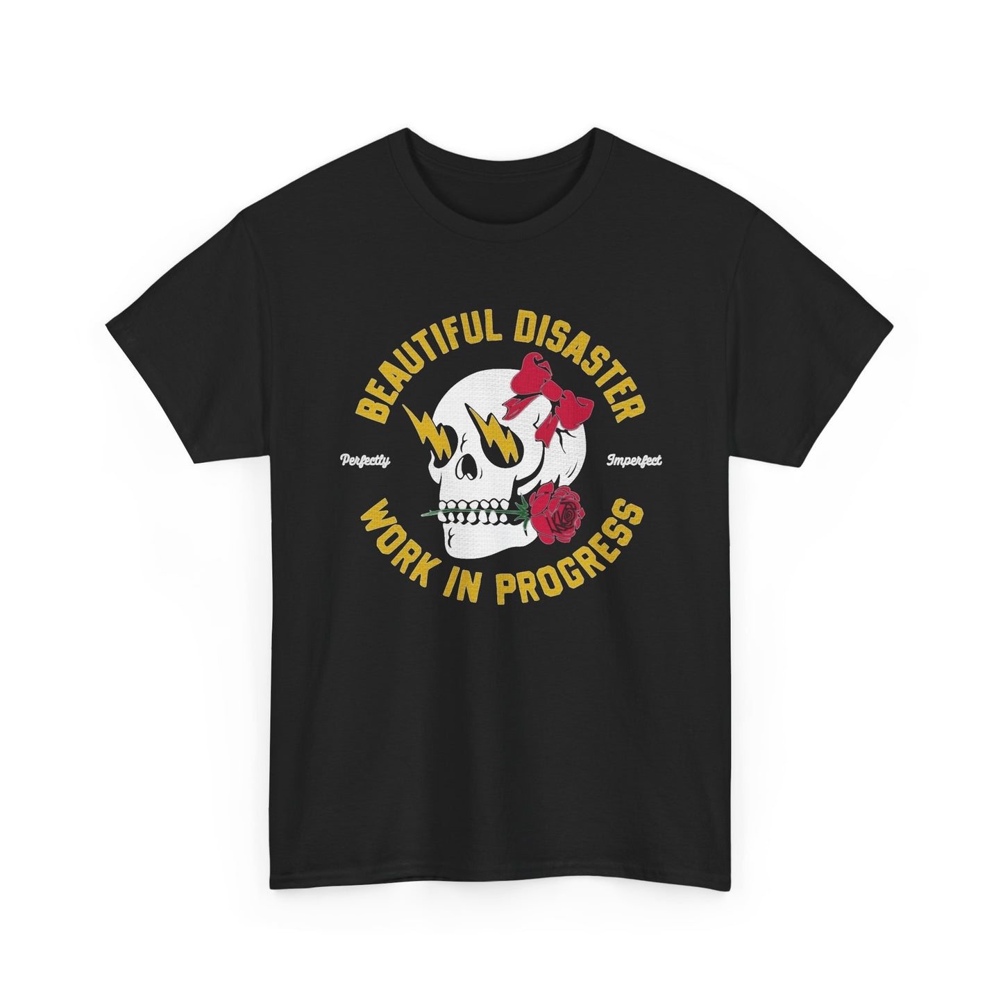 Beautiful Disaster Work In Progress Graphic T Shirt NEW Vintage Heavy Cotton Tee