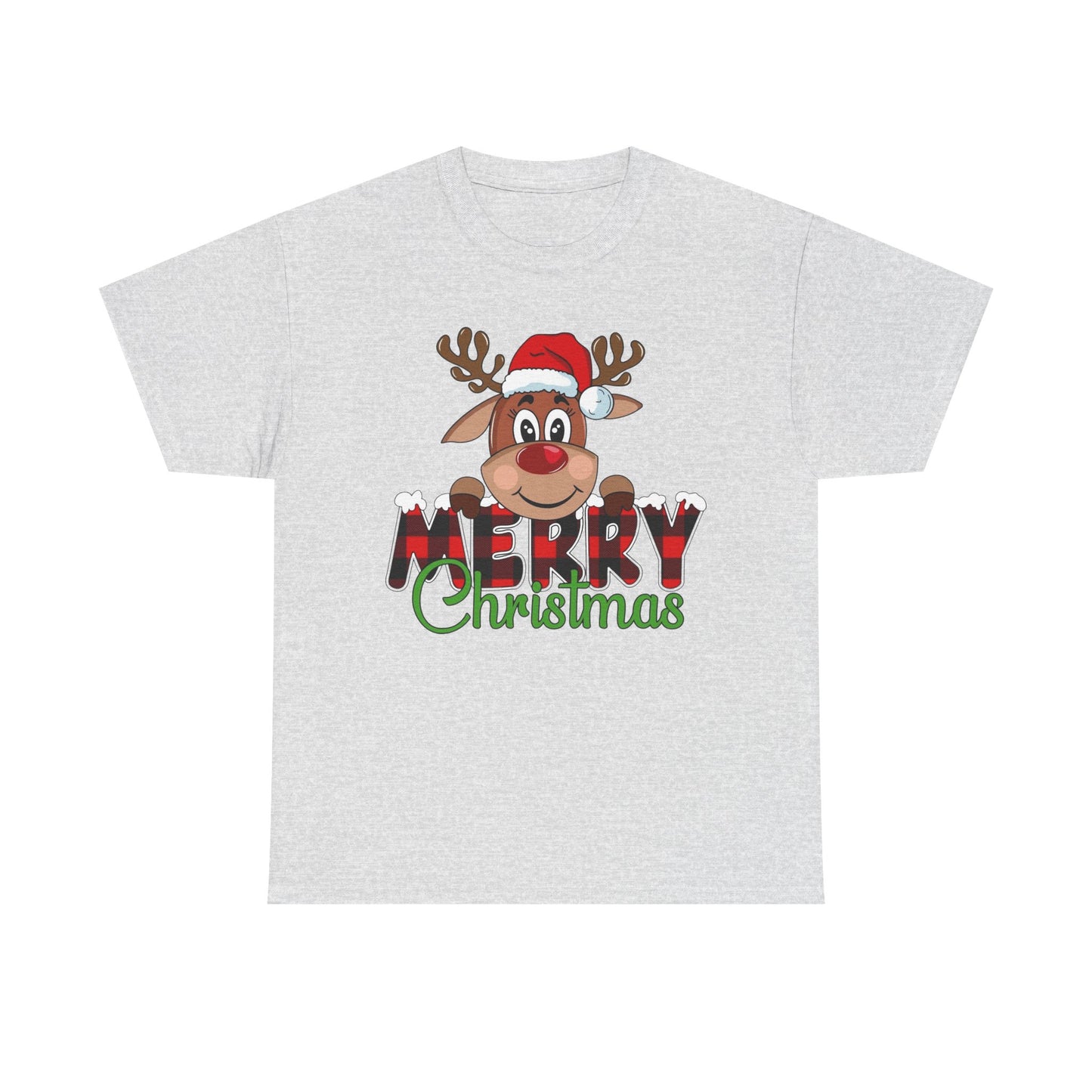 Merry Christmas Deer Cute Graphic T Shirt NEW Unisex Heavy Cotton Tee