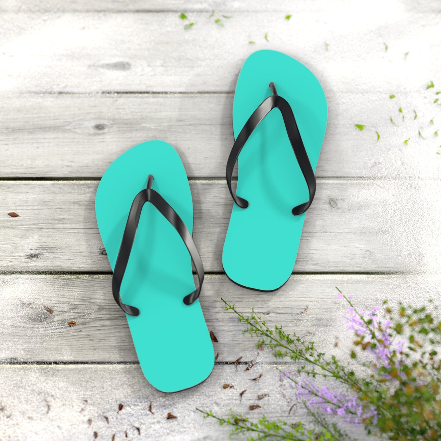 Neon Turquoise Flip Flops, Sandals Slides, Summer Footwear, Brand New