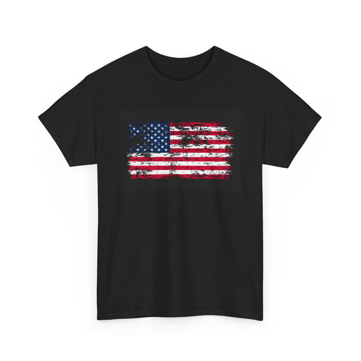 American flag T-shirt military pride tattered flag USA Unisex Heavy Cotton Tee